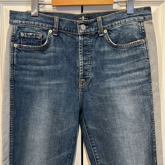 7 For All Mankind Straight Leg Raw Hem Ankle Jeans Size 31 NWT - Picture 3 of 16